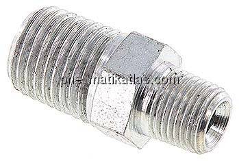 Doppelnippel NPT 1/4"-NPT 1/8", Stahl verzinkt