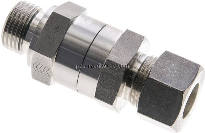 Hydraulik-Rückschlagventil 15 L (M22x1,5)-G 1/2", Klemmring 1.4571 (NC)