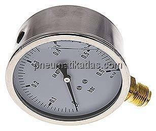 Glycerin-Manometer senkrecht (CrNi/Ms),100mm, 0 - 0,6 bar