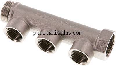 Verteilerrohr G 3/4"(IG/AG), Abgang 3 x G 1/2" (IG)