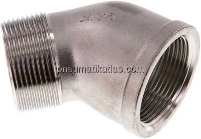 45°-Einschraubwinkel Rp 1-1/2"(IG)-R 1-1/2"(AG), 1.4408
