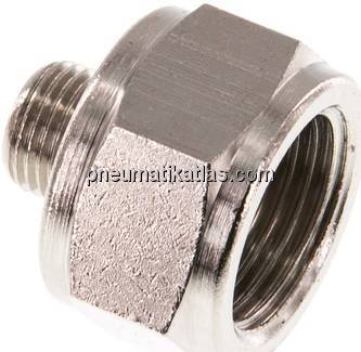 Reduziernippel G 1/8"(AG)-G 3/8"(IG), Messing vernickelt