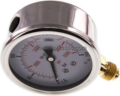 Glycerin-Manometer senkrecht (CrNi/Ms), 63mm, 0 - 250 bar