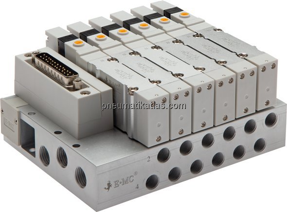 Ventilterminal 12x5/2-Wege, IO-Link, G 1/8" an Grundplatte (seitlich)