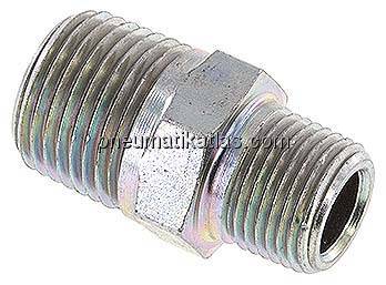 Doppelnippel NPT 1/2"-NPT 3/8", Stahl verzinkt