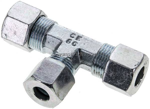 T-Schneidringverschraubung 12 S (M20x1,5)-10 S (M18x1,5)-12 S (M20x1,5), Stahl v