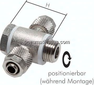 T-Verschraubung G 1/2"-10x8mm, Messing vernickelt, Hohlschraube