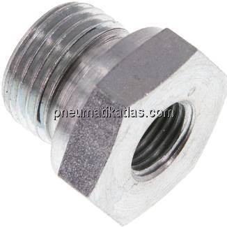 Hydraulik-Reduzierung G 1/2"(AG)-G 1/4"(IG), Stahl verzinkt, Elastomerdichtung