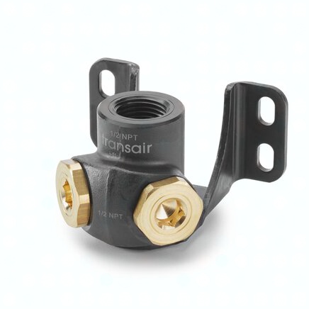 6686 21 21 Transair 2 Port 90° Threaded Wall Bracket BSP Parallel G1/2
