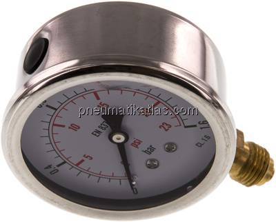 Glycerin-Manometer senkrecht (CrNi/Ms), 63mm, 0 - 1,6 bar