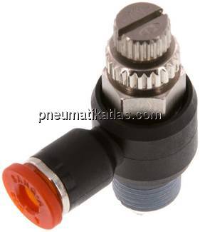 Winkel-Drosselrückschlagventil R 1/8"-4mm,zuluftregelnd