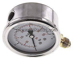 Glycerin-Manometer senkrecht (CrNi/Ms), 63mm, 0 - 40 bar