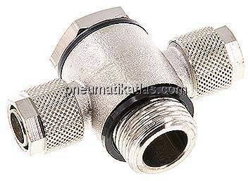 T-Verschraubung G 1/2"-12x10mm, Messing vernickelt, Hohlschraube