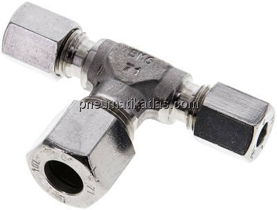T-Schneidringverschraubung 6 L (M12x1,5)-10 L (M16x1,5)-6 L (M12x1,5), 1.4571