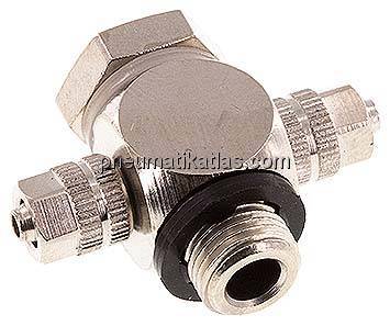 T-Verschraubung G 1/8"-4,3x3mm, Messing vernickelt, Hohlschraube