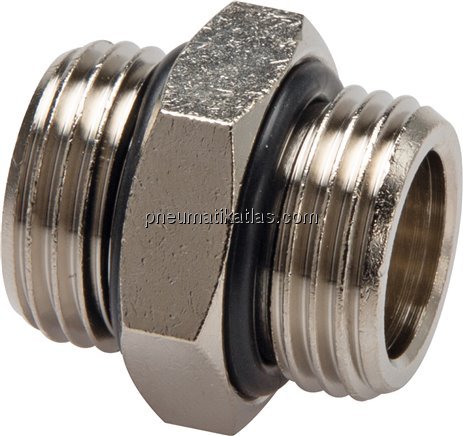 Doppelnippel G 3/8"-G 3/8", Messing vernickelt (Elastomerdichtung)
