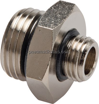 Doppelnippel G 3/4"-G 1/2", Messing vernickelt (Elastomerdichtung)