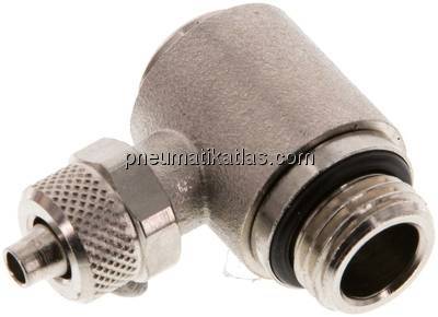 Winkel-Verschraubung G 1/4"-6x4mm, Messing vernickelt, Innenskt.