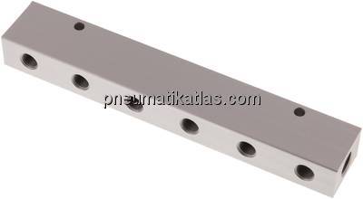 Verteilerleiste 2 x G 1/4"-12 x G 1/8", Aluminium eloxiert