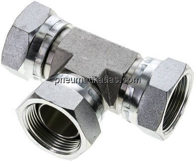T-Verschraubung,60°Konus G 1-1/4" (IG), Stahl verzinkt