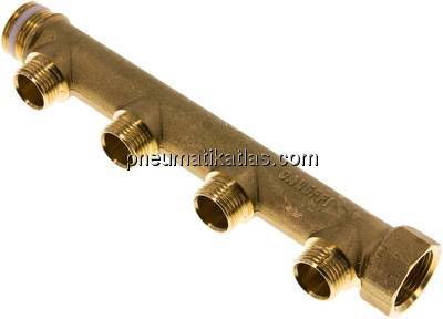 Verteilerrohr G 3/4"(IG/AG), Abgang 4 x G 1/2" (AG)