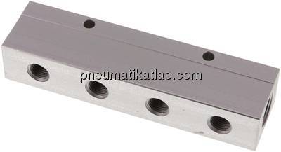 Verteilerleiste 2 x G 1/2"-8 x G 1/4", Aluminium eloxiert