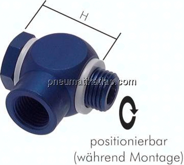 Winkel-Verschraubung G 1/4" AG/IG, Aluminium, Hohlschraube