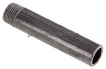Anschweißnippel R 3/8"-80mm-17,2mm, ST 37, Stahl schwarz