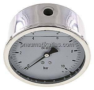 Glycerin-Manometer waagerecht (CrNi/Ms),100mm, 0 - 10bar