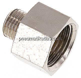 Reduziernippel G 1/4"(AG)-G 1/2"(IG), Messing vernickelt