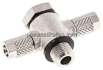 T-Verschraubung G 1/8"-5x3mm, Messing vernickelt, Hohlschraube