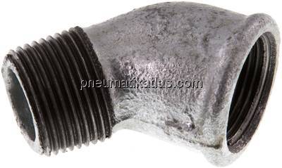 45°-Einschraubwinkel Rp 3/4"(IG)-R 3/4"(AG), Temperguss verzinkt