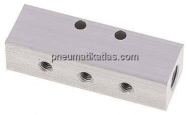 Verteilerleiste 2 x G 1/8"-6 x M 5, Aluminium eloxiert