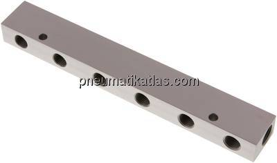 Verteilerleiste 2 x G 3/8"-6 x G 1/4", Aluminium eloxiert
