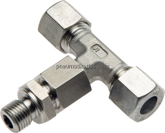 Einstellb. T-Schneidringverschraub.G 3/4"-22 L (M30x2), Klemmring 1.4571 (NC)