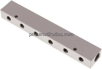 Verteilerleiste 2 x G 3/8"-6 x G 1/8", Aluminium eloxiert