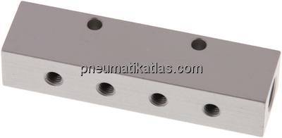 Verteilerleiste 2 x G 1/8"-8 x M 5, Aluminium eloxiert
