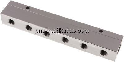 Verteilerleiste 2 x G 1/2"-12 x G 1/4", Aluminium eloxiert