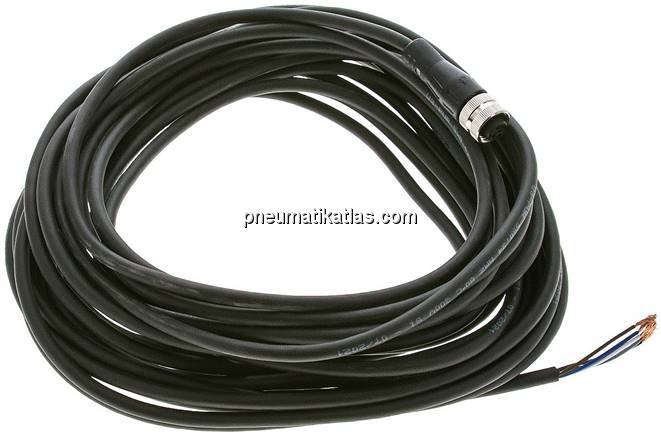 Kabel mit M12-Kupplung, 10 m, gerade, 5 lose Kabelenden (Pin 1 bis 5)