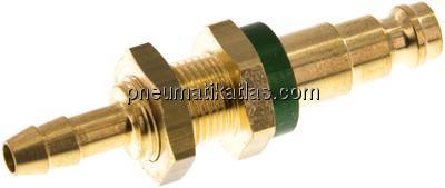 Schott-Kupplungsstecker (NW5) 6 (1/4")mm Schlauch, grün, Kreis Ø 10,5 mm