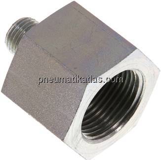 Hydraulik-Reduzierung G 1/4"(AG)-G 3/4"(IG), Stahl verzinkt, Elastomerdichtung