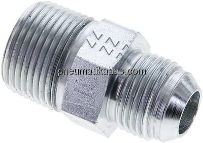 Doppelnippel NPT 3/4"-UNF 7/8"-14(JIC), Stahl verzinkt
