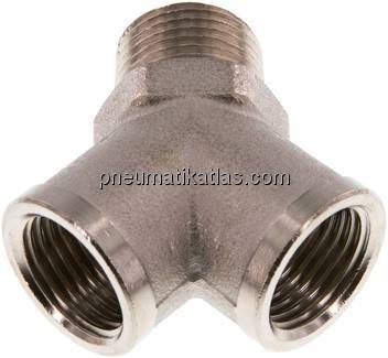 Y-Einschraubstück R 1/2" (AG)- 2 x G 1/2" (IG), Messing vernickelt