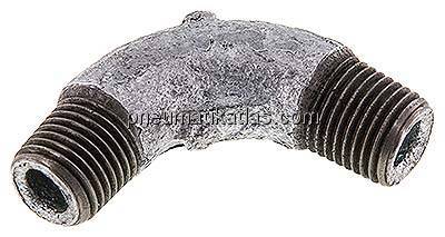 90°-Bogen R 1/4" (AG), Temperguss verzinkt