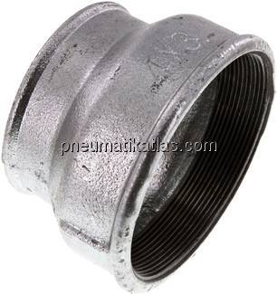 Rundmuffe Rp 4"-Rp 3", Temperguss verzinkt