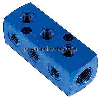 Verteilerblock 1 x G 1/2"-9 x G 1/4", Aluminium