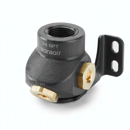 6635 27 21 Transair 3 Port Threaded Wall Bracket BSP Parallel G3/4 > G1/2