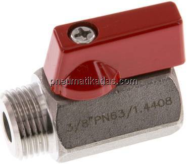 Edelstahl-Minikugelhahn G 3/8" Innengewinde / Außengewinde, PN 63