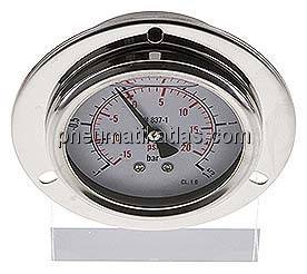 Glycerin-Einbaumanometer,Frontring, 63mm, -1 bis 1,5 bar