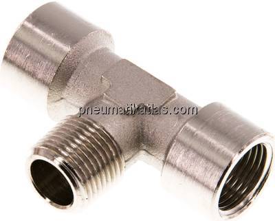 T-Einschraubstück G 3/8"(IG)-R 3/8"(AG), Messing vernickelt